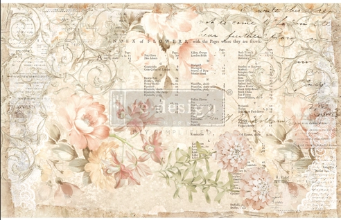 Декупажна тишу хартия ReDesign – Floral parchment –  48,25 cm x 76,20 cm - 2 части