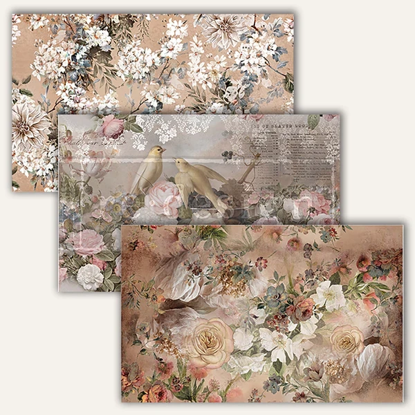 Декупажна тишу хартия ReDesign – Romance In Bloom –  3 броя х 48,25 cm x 76,20 cm